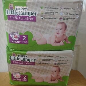 2 new packs of Happy Little Camper size 2 ultra absorbent baby diapers
